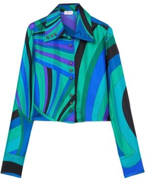 PUCCI Iride-Print Button-Up Shirt - Blue
