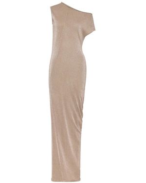 Maison Margiela Shimmer-Knit Draped Maxi Dress - White