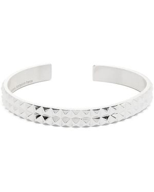 Le Gramme Pyramid-Guilloche Bracelet - White