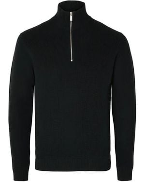 SELECTED Quarter-Zip Knitted Sweater - Black