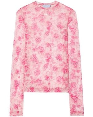Off-White c/o Virgil Abloh Off Stamp Roses トップ - ピンク