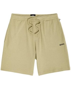 BOSS Waffle-Knit Drawstring Pyjama Shorts - White
