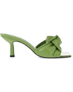 BY FAR Lana Knotted Leather Mules - Green