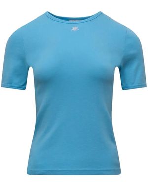 Courreges Logo-Embroidered T-Shirt - Blue