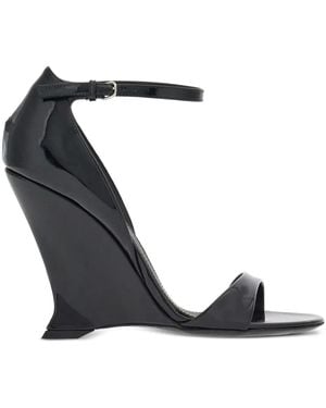 Ferragamo 100Mm Patent Leather Sandals - Black