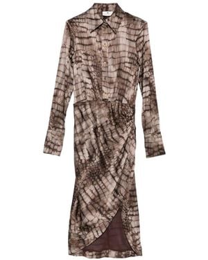 Elisabetta Franchi Long Sleeve Midi Dress - Natural