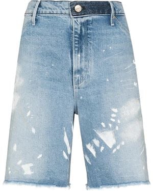 RTA Hesper Paint-Splatter Denim Shorts - Blue