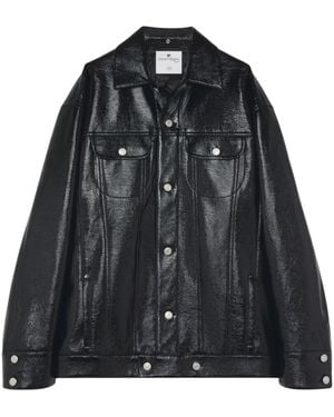 Courreges Shine-Effect Biker Jacket - Black