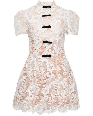 KENZIE KLAMBIE Bow-Detailed Lace Mini Dress - White