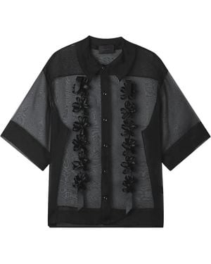 Simone Rocha Floral Appliqué Shirt - Black