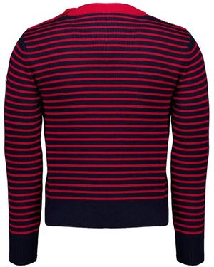 Ami Paris Striped Button-Fastening Sweater - Red
