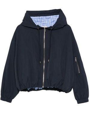 Liu Jo Nylon Bomber Jacket With Hood - Blue