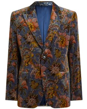 Etro Veste À Boutonnage Simple En Velours De Coton Stretch À Motif Floral - Multicolour