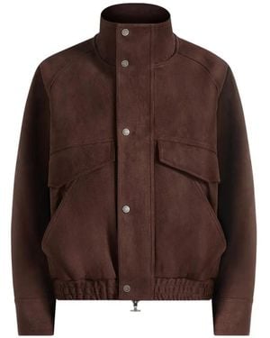 Manière De Voir Kit Suede Funnel Neck Bomber Jacket - Brown