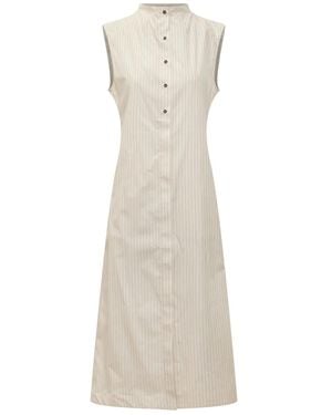 Loulou de Saison Pinstripe Sleeveless Dress - White