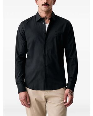 Trussardi Logo-Embroidered Slim-Fit Shirt - Black