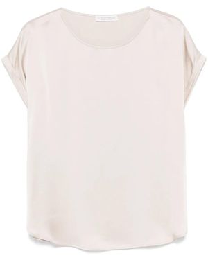 Le Tricot Perugia Satin Blouse - Natural