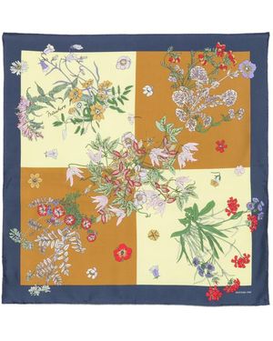 Mantero 1902 Floral-Print Square Scarf - Metallic