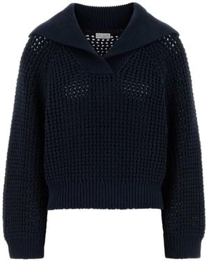 Brunello Cucinelli Open-stitch sweater - Blau