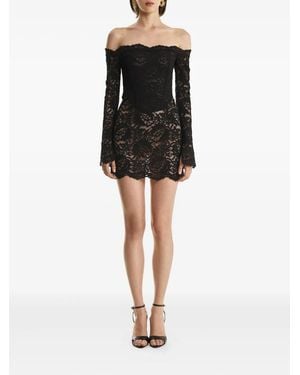 2310 STUDIO Off-Shoulder Lace Mini Dress - Black