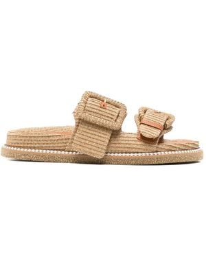 Rodo Buckle-Detail Straw Sandals - Brown