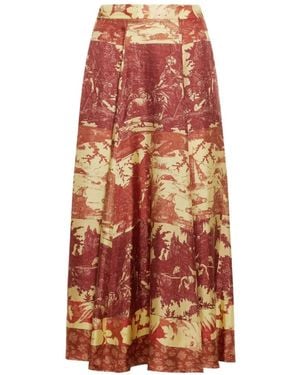 Pierre Louis Mascia Aloe A-Line Midi Skirt - White