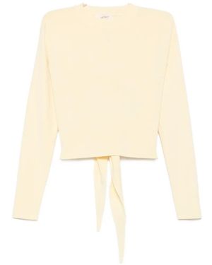 ViCOLO Cut-Out Tie-Fastening Sweater - White