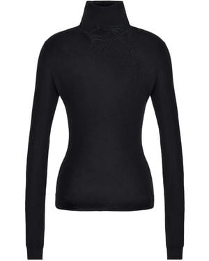 Giorgio Armani Embroidered Roll-Neck Jumper - Black
