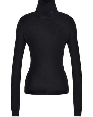 Giorgio Armani Embroidered Roll-Neck Sweater - Black