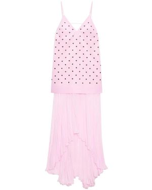 MSGM Studded Pleated Asymmetric Dress - Pink
