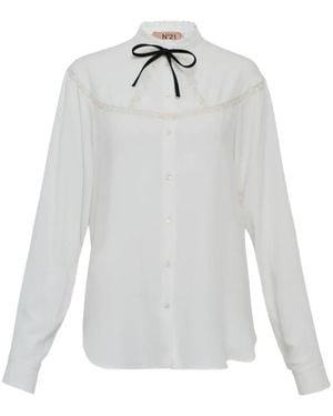 N°21 Ruffled Lace-Detail Blouse - White