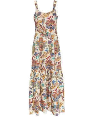 Etro フローラル マキシドレス - ホワイト