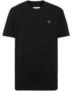 Philipp Plein Quilted-Panel Round-Neck T-Shirt - Black