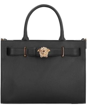 Versace Medusa Leather Tote Bag - Black