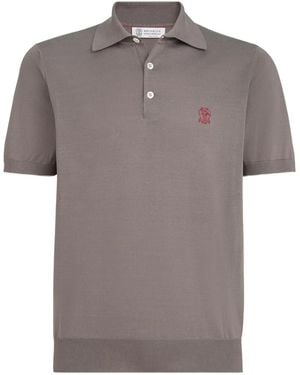 Brunello Cucinelli Poloshirt Met Geborduurd Logo - Grijs