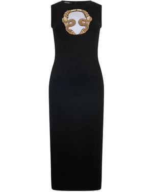 Roberto Cavalli Embroidered Cut-Out Midi Dress - Black