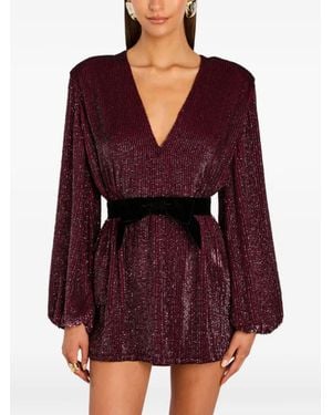 retroféte Vestido con lentejuelas y cuello en V - Morado