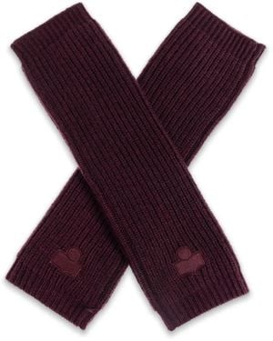 Isabel Marant Ribbed Logo Gloves - Purple