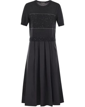 Peserico Sequin-embellished Pleated Dress - Black