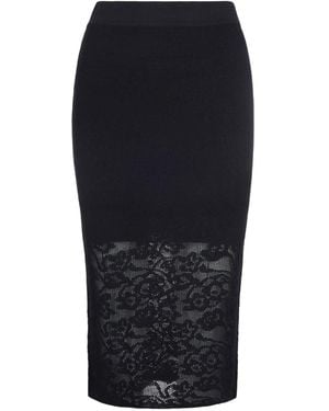 Patrizia Pepe Lace Midi Skirt - Black
