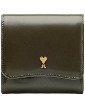 Ami Paris Paris Paris Stud Leather Wallet - Green