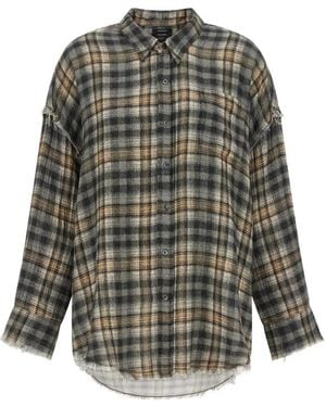 R13 Plaid-Pattern Shirt - Grey