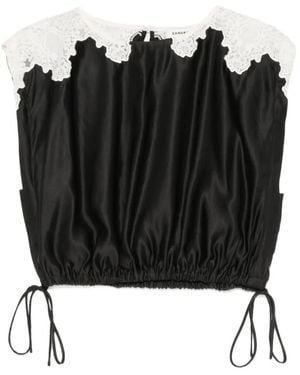 Sandro Lace-Trim Crop Top - Black