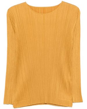 Pleats Please Issey Miyake Monthly Colours September Pleated Long-Sleeve Blouse - Orange