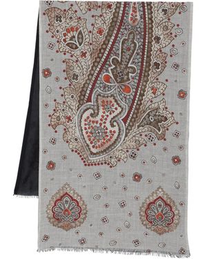 Dell'Oglio Paisley Fringed Scarf - Grey