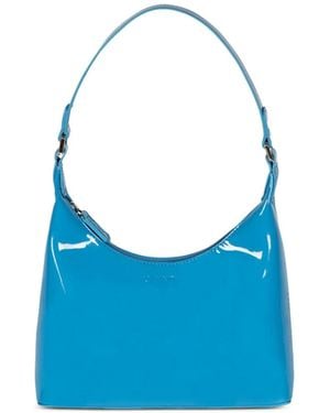 Glynit Molly Patent-Leather Top-Handle Shoulder Bag - Blue