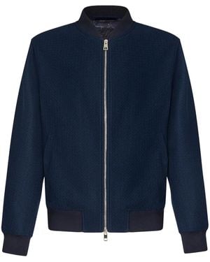Etro Textured Cotton Bomber Jacket - Blue