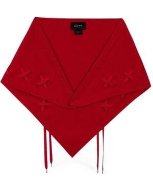 Simone Rocha Lace-Up Knitted Neckerchief Scarf - Red