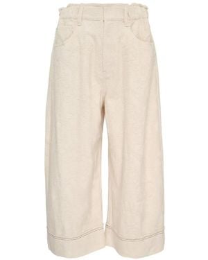 Renli Su Jacquard-Hose mit weitem Bein - Weiß