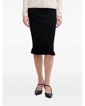 Sisley Falda Midi Con Volante En El Dobladillo - Negro